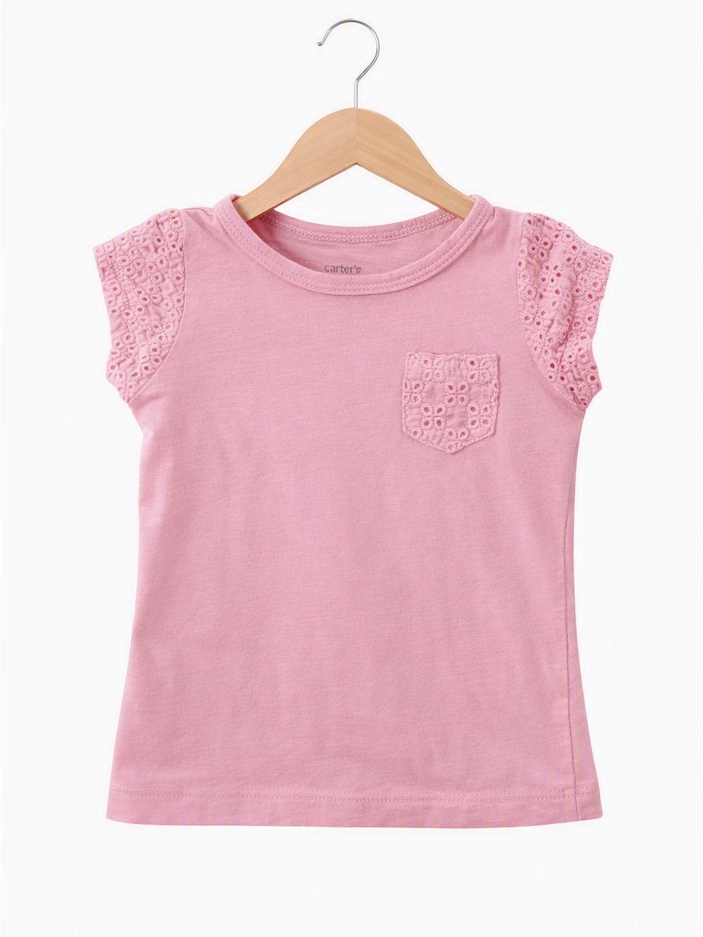 10/$15 Carter's Light Pink Eyelet Sleeve Pocket Tee